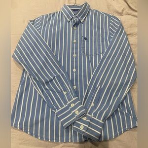 Boy’s Size Large Abercrombie & Fitch Kids Blue White Striped Button Down Shirt